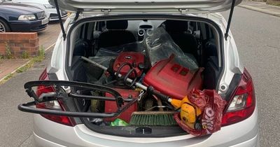 Green-fingered driver stopped by police with lawnmower and strimmer hanging out of their boot