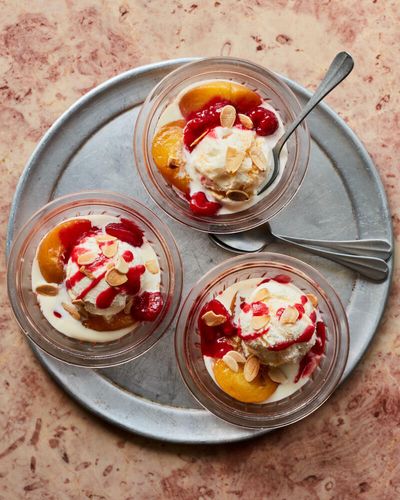 Ravneet Gill’s recipe for peach melba ice-cream