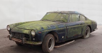 Moss-covered Ferrari left to rot in leaking barn sells for £110,000 at auction