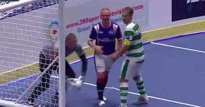 Kenny Miller in furious reaction as Rangers striker clashes with Celtic hero Rab Douglas during Masters derby