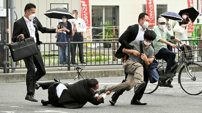 Photographers capture moments after former Japanese prime minister Shinzo Abe assassinated