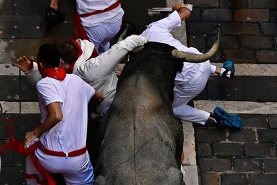 2 men gored while running with bulls at Pamplona festival