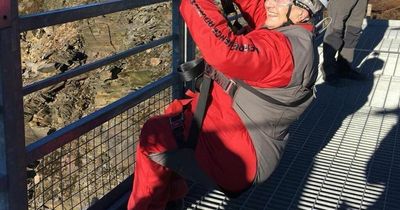 The 93 year-old adrenaline junkie who is ABESEILING down the Etihad Stadium