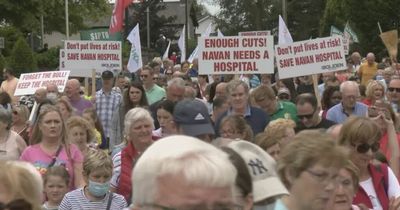 Thousands gather for 'D-Day' demo outside Our Lady's Hospital in Navan, Co Meath to voice anger over plans to shut down emergency department