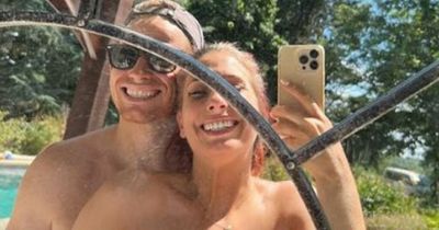 Stacey Solomon smiles alongside fiancé Joe Swash as she returns home from glam hen do
