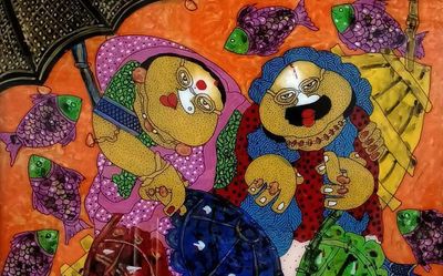 Popular with young collectors, Shyamal Mukherjee’s series Baba and Bibi is now on display in Chennai