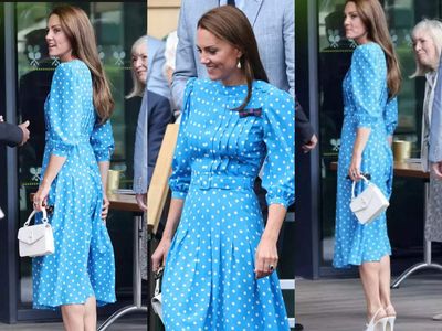 Kate Middleton looks gorgeous in a sustainable blue polka dot dress