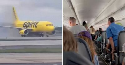 Terror as Spirit Airlines flight erupts into flames with passengers 'freaking out' inside