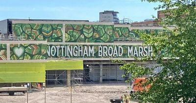 Major and striking new Nottingham Broad Marsh sign on display as work continues on site