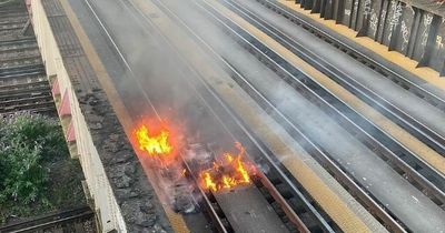 Britain so hot even the train tracks are now bursting into flames in 33C heatwave