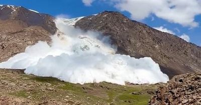 Terrifying footage shows tourists caught in the path of ice avalanche in Kyrgyzstan