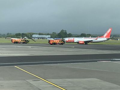 Plane 'surrounded' by fire engines after landing at Scottish airport