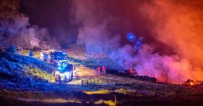 Dramatic footage shows HUGE blaze ripping through woodland near Dovestone Reservoir