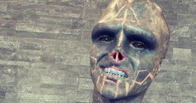 Tattoo addict turning himself into 'black alien' reveals outlandish new body modification