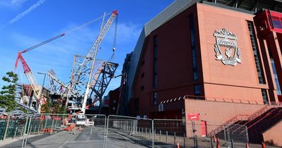 Watch moment Anfield truss lift begins as £80m stadium project takes next step