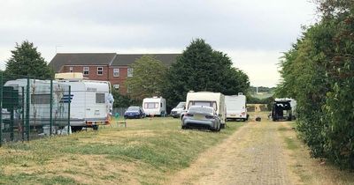 Travellers pitch up caravans at Newark Community Centre