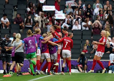 Pernille Harder earns Denmark win over Finland to keep Euro 2022 hopes alive