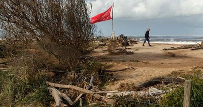 Rough surf pounds Hunter coastline as 'rare' erosion strikes twice