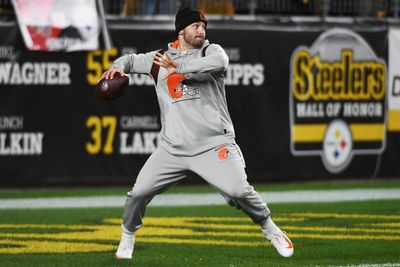 Baker Mayfield snags Panthers’ No. 6 from Johnny Hekker