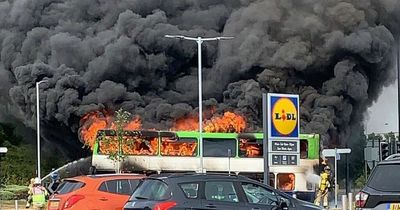 School bus becomes inferno after 'loud bang' heard near Lidl