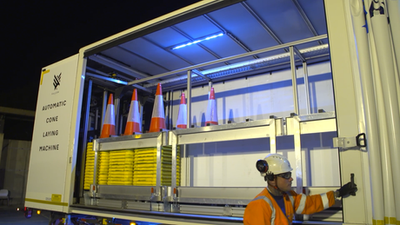 Traffic cone-laying lorries deployed on M25 to reduce risk of injuries