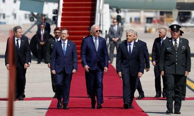 Biden in Israel as poll shows support for re-election bid at new low – as it happened