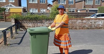 Binman banned from wearing shorts in UK heatwave completes rounds in hi-vis kilt