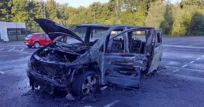 Mercedes van burnt to a shell next to Cardiff park