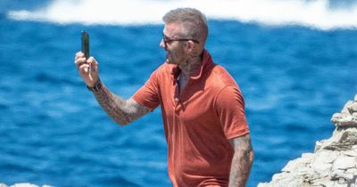 David Beckham shows off his natural silver locks on family holiday in Croatia