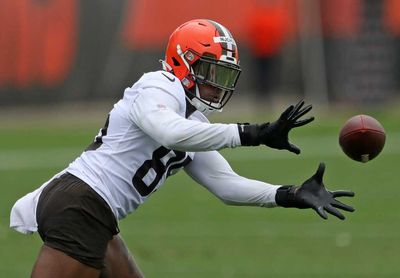 Video: TE David Njoku shows off balance, focus during workout