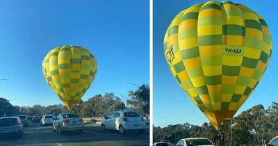 Perfect late-to-work excuse: hot-air balloon lands on Parkes Way, causes traffic jam