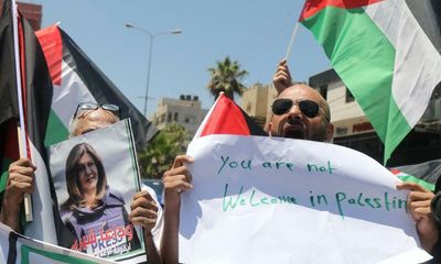 Joe Biden greeted by protests during brief visit to Palestine