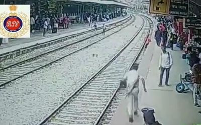 RPF personnel save man trying to cross railway track at K.R. Puram station in Bengaluru