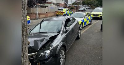 Dramatic police chase comes to sudden end as car smashes into tree