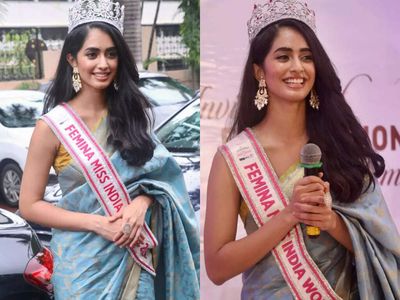 Miss India World 2022 Sini Shetty looks regal in a Benarasi sari