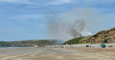 Large fire breaks out next to one of Wales' most popular beaches