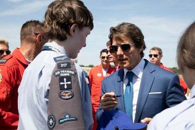 Top Gun’s Tom Cruise makes movie star arrival at Royal International Air Tattoo