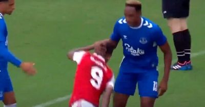 Yerry Mina had to be told to "calm down" during fiery clash with Arsenal's Gabriel Jesus