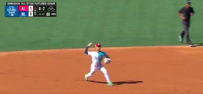 A shortstop in the MLB Futures Game threw a 100 mph laser to first base and fans were in awe