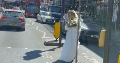 Man praised for saving the day after finding 'flustered' bride in the street