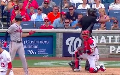 Ump in the Braves-Nationals game was way too excited about making such a bad call