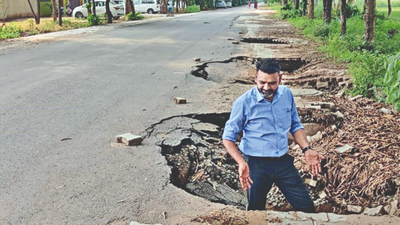 Punjab: Water enters houses, roads turn craters in Zirakpur