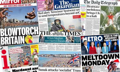 ‘Meltdown Monday’ and ‘Blowtorch Britain’: what the papers say about UK heatwave