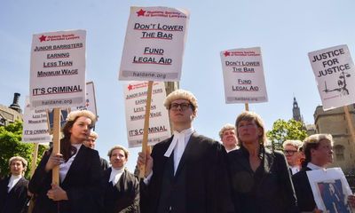 Barristers in England and Wales stage first five-day strike over legal aid funding