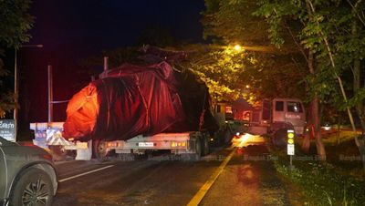 Truck carrying crashed helicopter involved in road accident