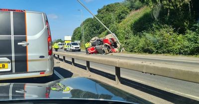 Glasgow traffic chaos as overturned tractor sparks closure of busy road