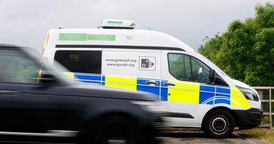 Three men rushed to hospital after car ploughs into police speed camera van and SUV on busy Scots road