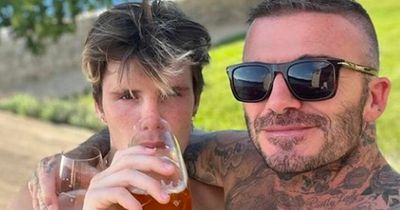 David Beckham goes shirtless as he enjoys beers with son Cruz on Croatia family holiday