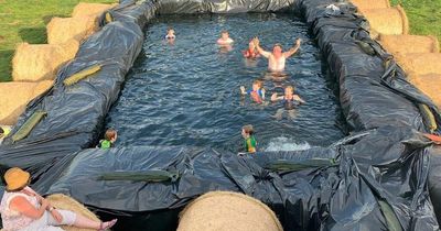 Irish farmer builds 40 foot hay pool for neighbours to cool down during hot weather