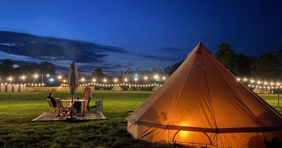 The luxury campsite with a heated outdoor pool and wild deer
